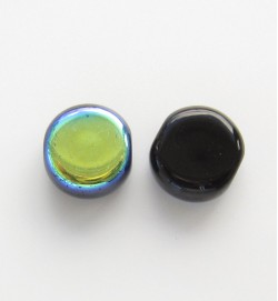 Flat Round 8mm Glass Coins ~ Black