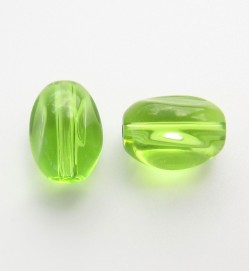 Twist Glass Ovals 13mm ~ Lime Green