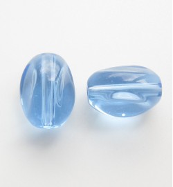 Twist Glass Ovals 13mm ~ Light Blue