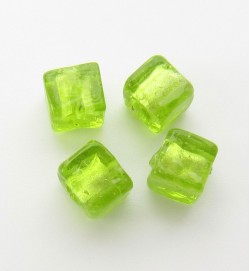 Silver Foil 6mm Cubes ~ Green