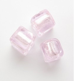 Silver Foil 8mm Cubes ~ Pink