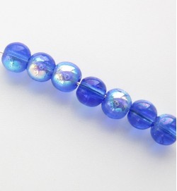 Smooth Glass Beads 4mm ~ Dark Blue AB