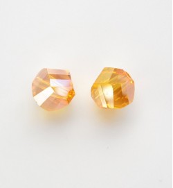 Faceted Helix 7mm Crystal Beads ~ Light Orange