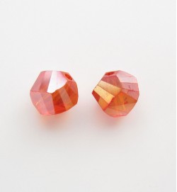 Faceted Helix 7mm Crystal Beads ~ Light Red