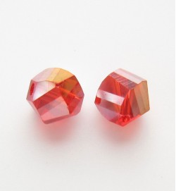 Faceted Helix 7mm Crystal Beads ~ Red