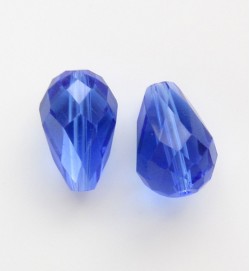 Crystal Glass 15mm Faceted Teardrops ~ Dark Blue