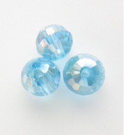 Faceted 8mm Crystal Round Beads ~ Aqua