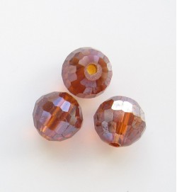 Faceted 8mm Crystal Round Beads ~ Toffee