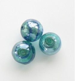 Silver Foil 10mm Lustre Rounds ~ Teal