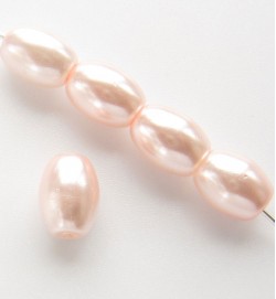 Oval Glass Pearls ~ Light Pink