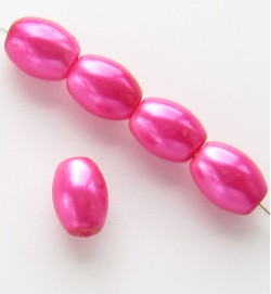 Oval Glass Pearls ~ Pink