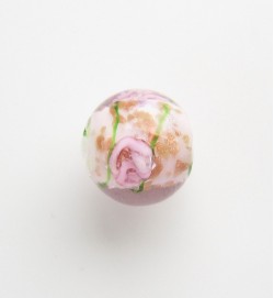 Lampwork 12mm Gold Foil Rounds ~ Pink