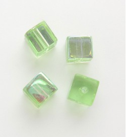 Glass Cubes 4mm ~ Light Green AB