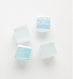 Glass Cubes 4mm ~ Milky Light Blue AB