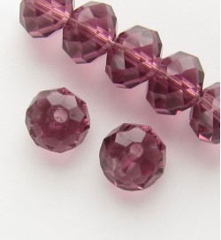 Faceted 8x6mm Abacus Glass Beads ~ Crimson