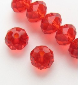 Faceted 8x6mm Abacus Glass Beads ~ Red