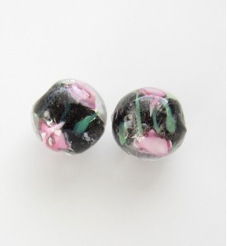 Lampwork 12mm Round Beads ~ Black