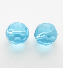 Faceted Round 10mm Glass Beads ~ Aqua