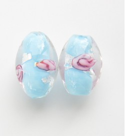 Lampwork 15mm Oval Beads ~ Blue