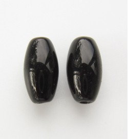 Smooth Oval Glass Beads ~ Black