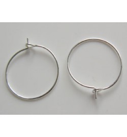 Wine Glass Charm Hoops ~ Silver